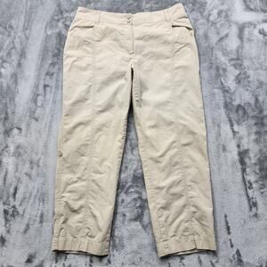 Talbots Pants Womens 10 Beige Heritage High Rise Crop Ankle Roll Tab Convertible